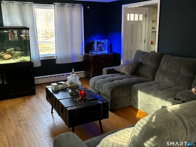 a living room with furniture and a flat screen tv