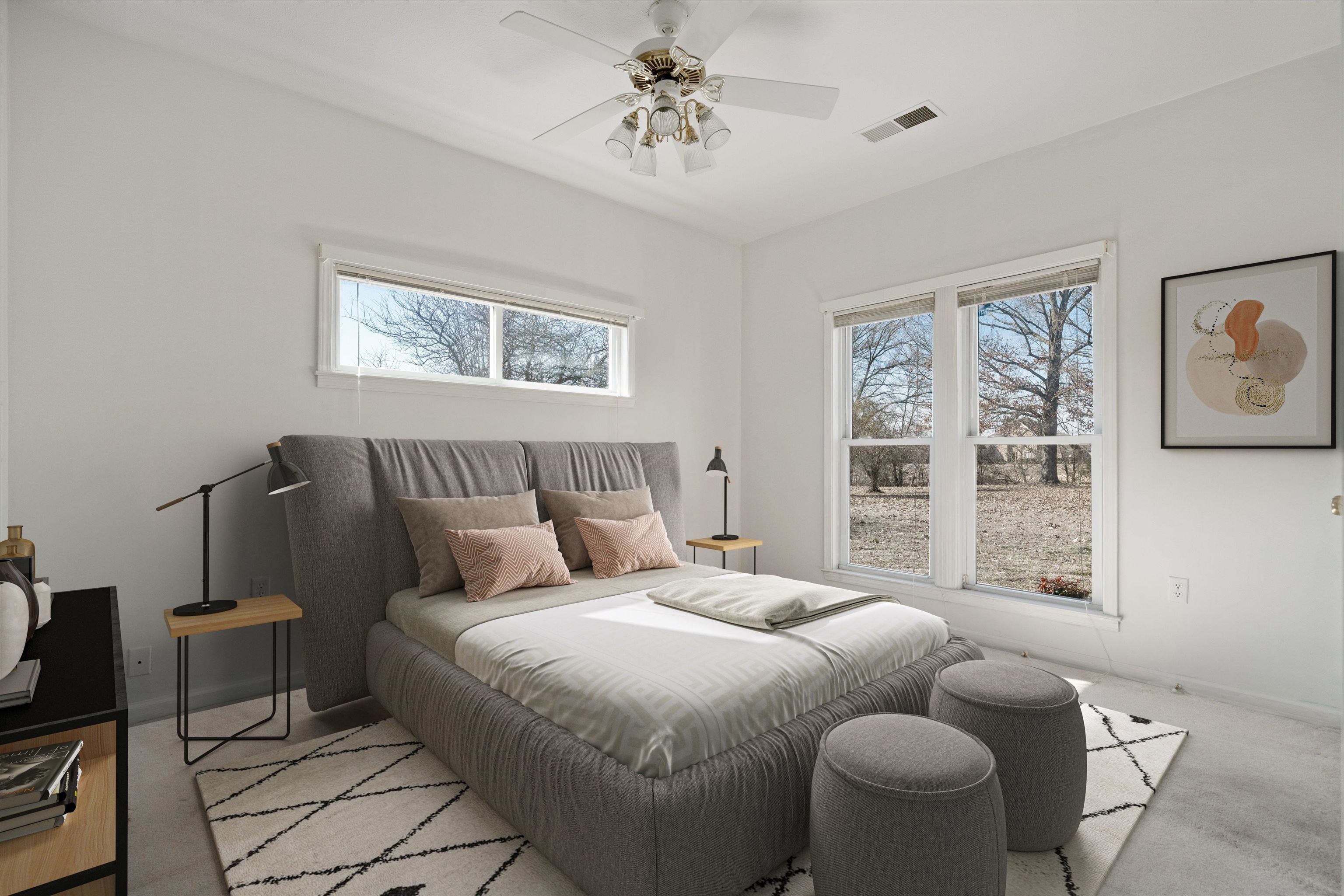 130 Belmont Road Mason, TN 38049 - Photo 18 of 24 Carpeted bedroom featuring multiple windows and ceiling fan