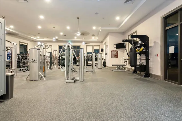a view of a room with gym equipment