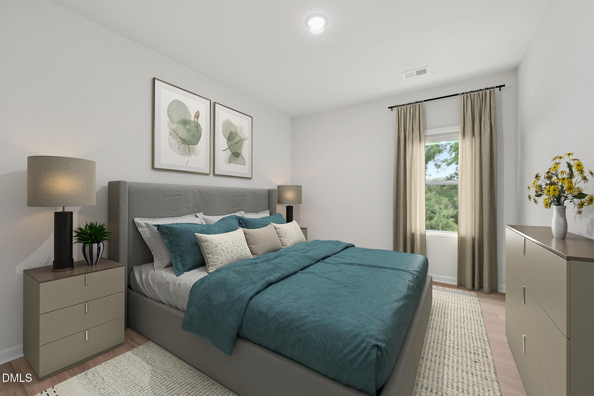 1454 Hatteras Road Durham, NC 27703 - Photo 26 of 53 a bedroom with a bed and a painting on the wall