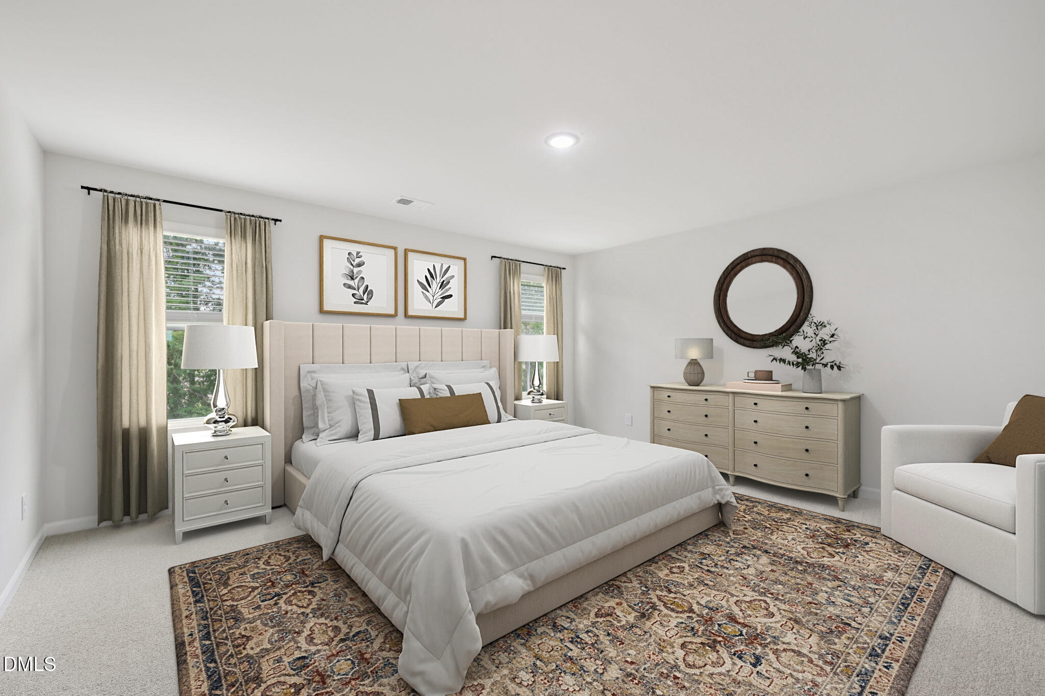 1454 Hatteras Road Durham, NC 27703 - Photo 35 of 53 a bedroom with a large bed and a couch