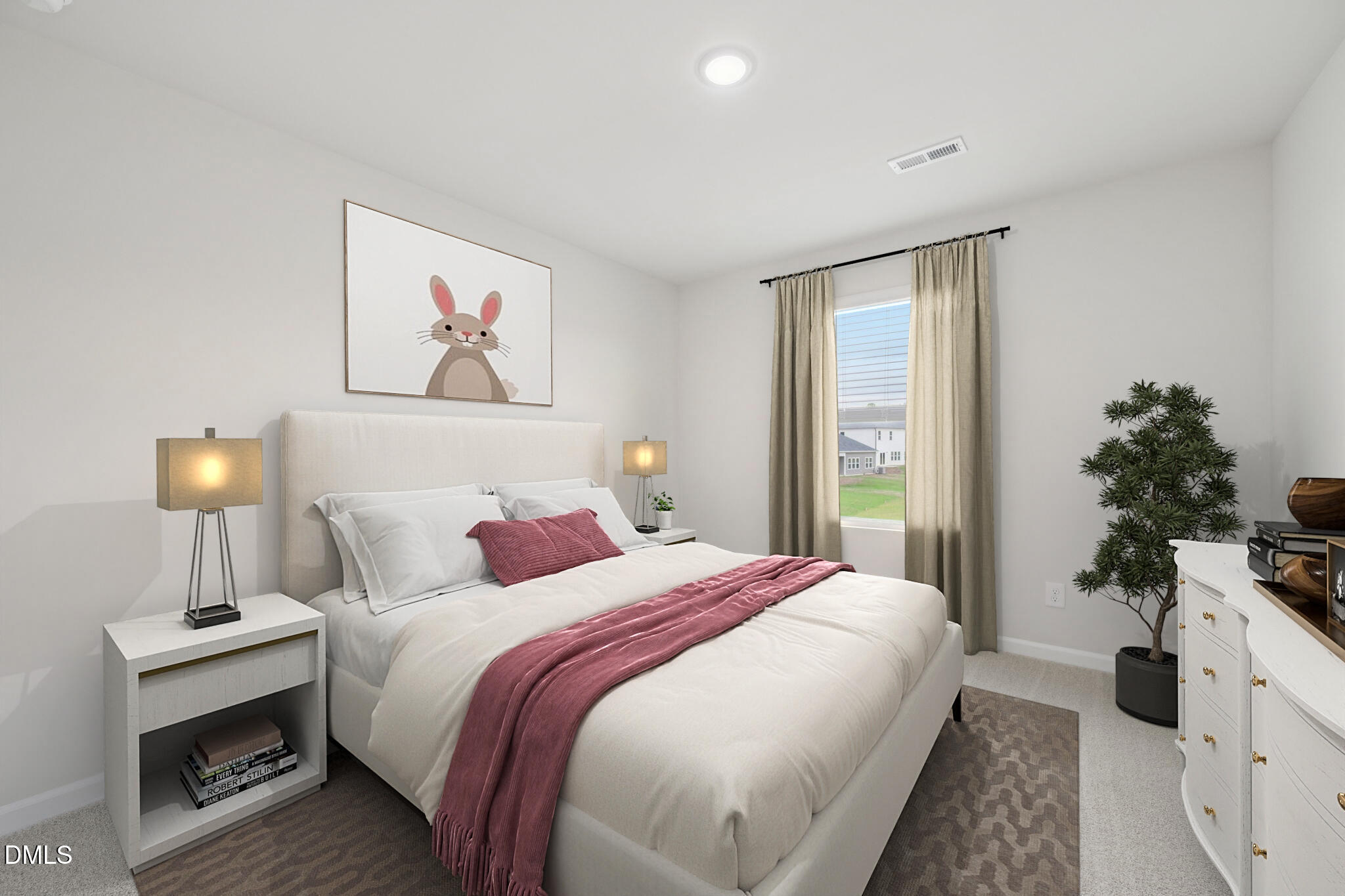 1454 Hatteras Road Durham, NC 27703 - Photo 43 of 53 a bedroom with a bed and a potted plant