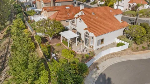 an aerial view of a house