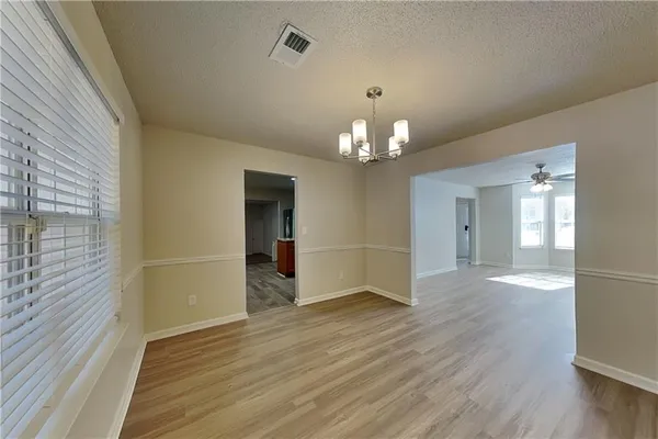 a view of a livingroom with a chandelier