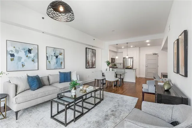 a living room with furniture