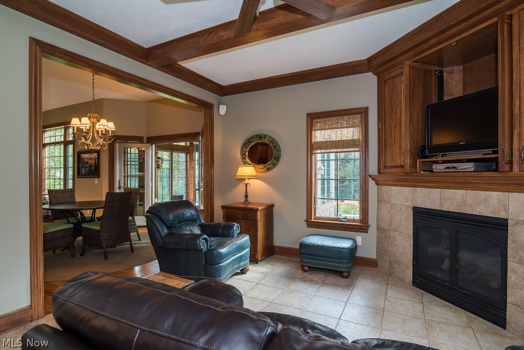 16277 Snyder Road Chagrin Falls, OH 44022 - Photo 11 of 35 Cozy hearth room with tile floor and second gas fireplace