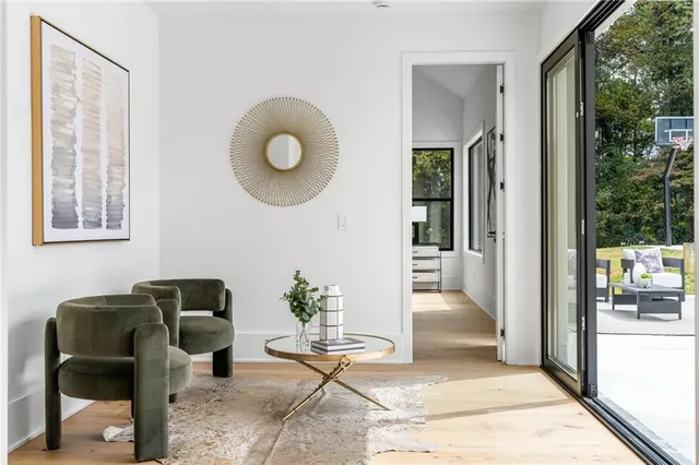 a living room with furniture