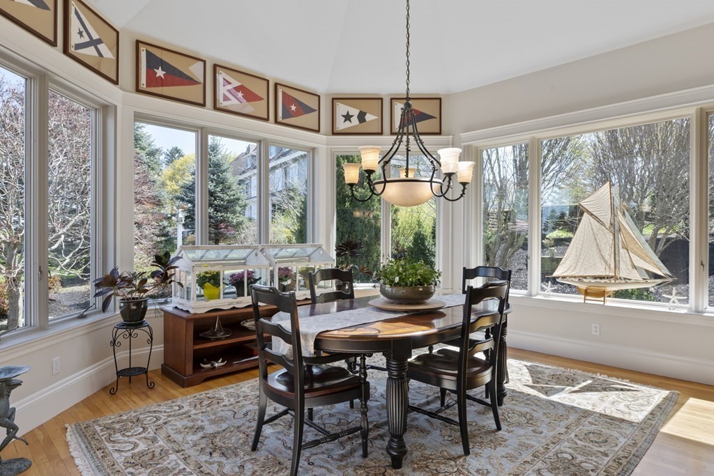 25 Foster Street Marblehead, MA 01945 - Photo 16 of 42 a view of a dining room with furniture large windows and wooden floor