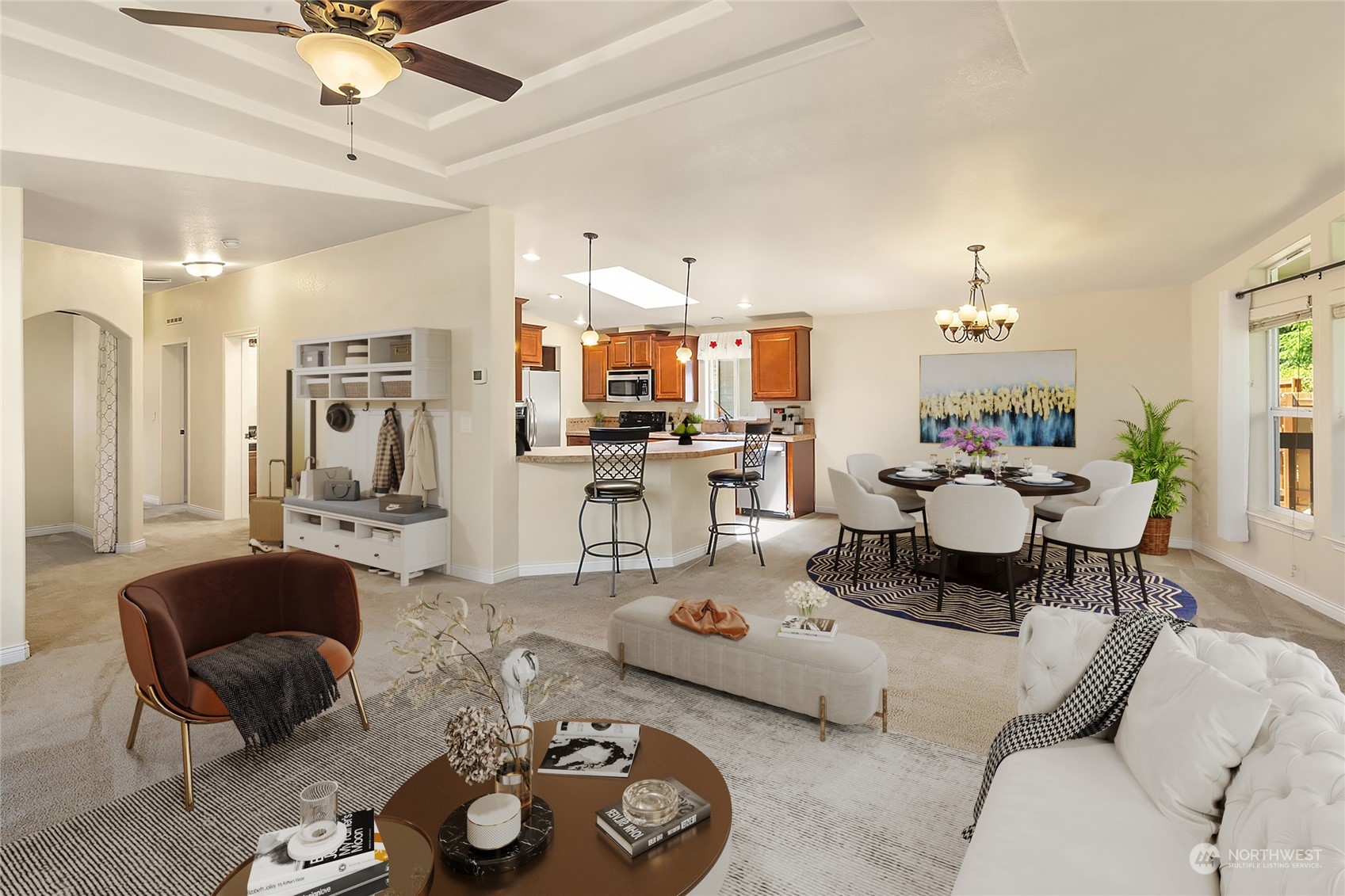 815 Southwest 124th Street, Unit 149 Everett, WA 98204 - Photo 5 of 35 a living room with furniture and a chandelier