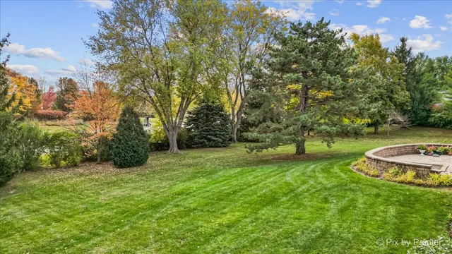 a view of a backyard with green space