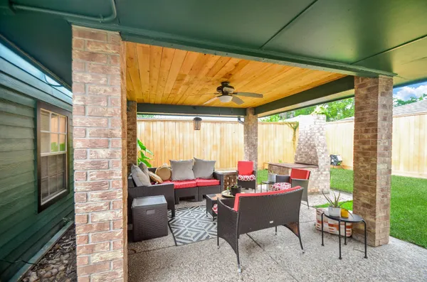 a outdoor space with furniture