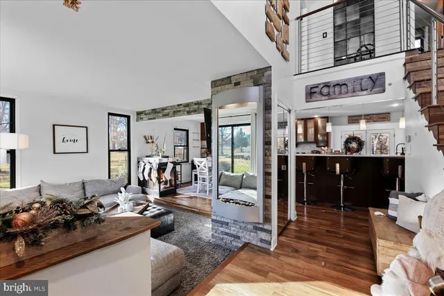 a living room with furniture