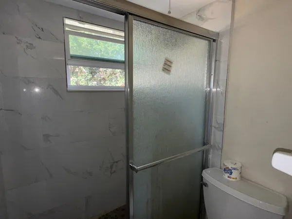 a bathroom with a shower