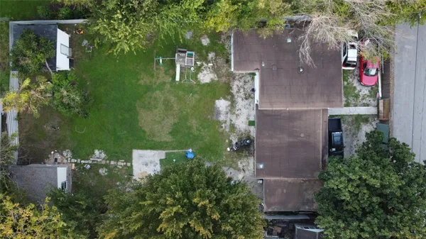 an aerial view of a house