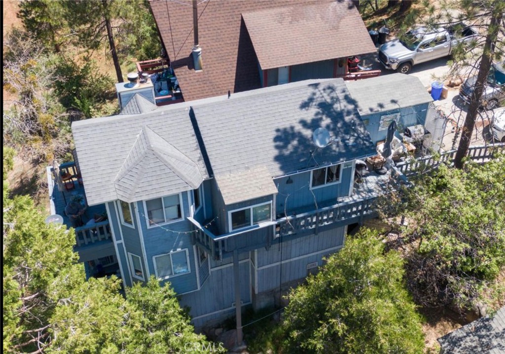 an aerial view of a house
