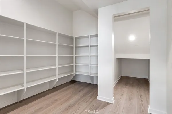 a view of an empty room with empty racks