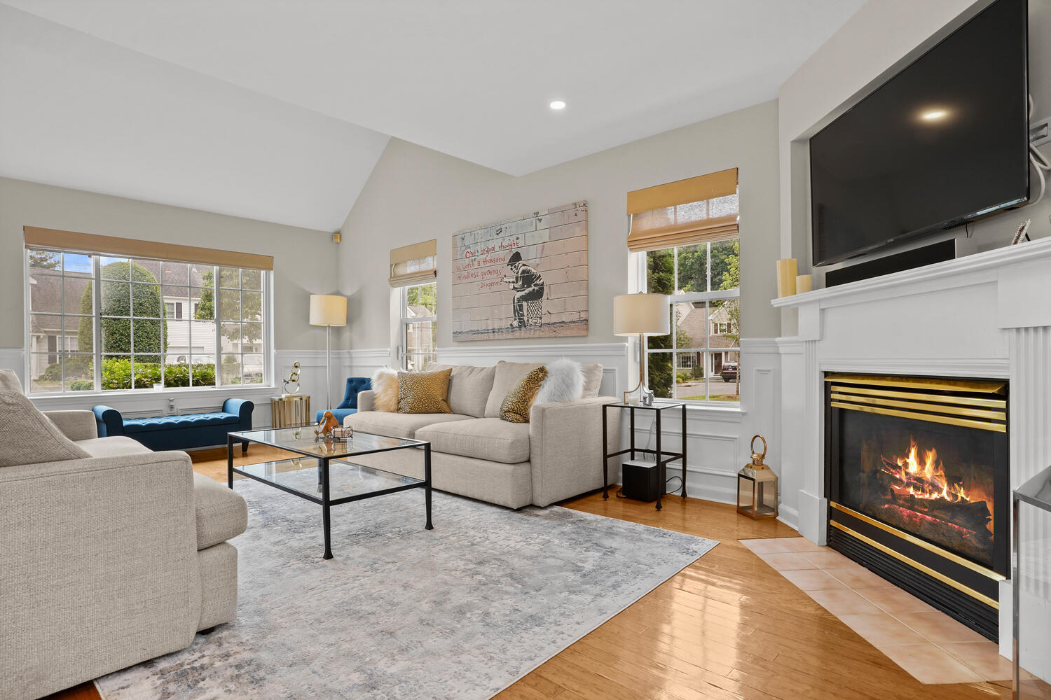 1 Shore Road, Unit 9 Stamford, CT 06902 - Photo 6 of 27 a living room with furniture and a flat screen tv