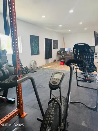 a view of a room with gym equipment
