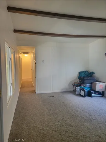 a view of a room with a window