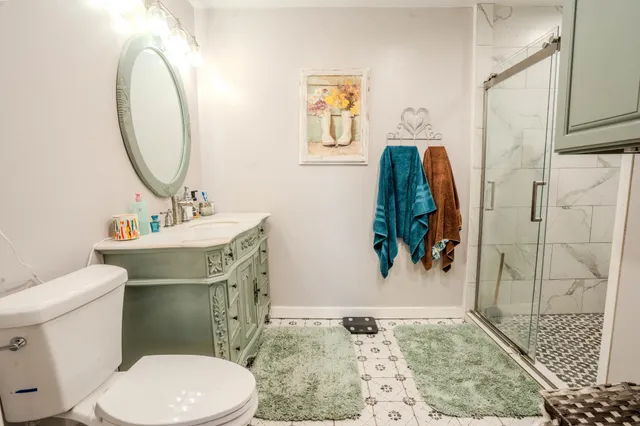 a bathroom with a shower