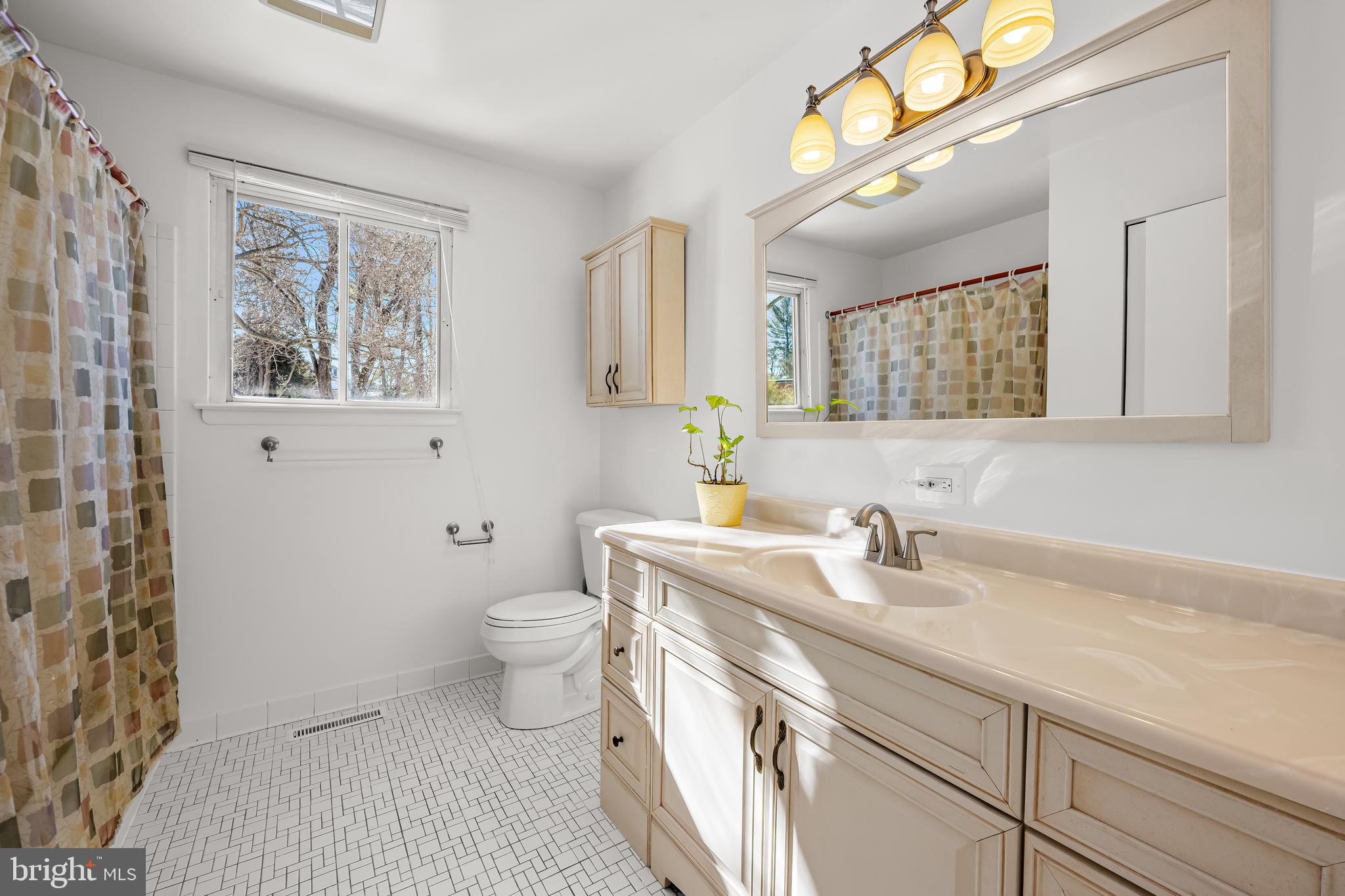 3407 Birch Hollow Road Baltimore, MD 21208 - Photo 38 of 47 a bathroom with a sink a toilet and a mirror
