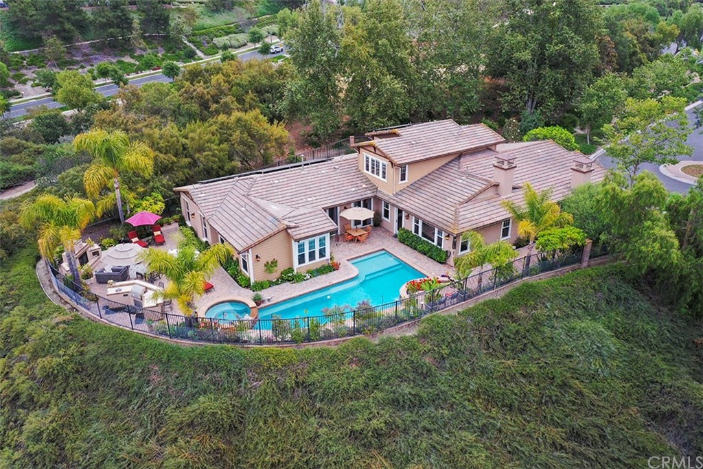 an aerial view of a house