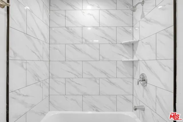 a bathroom with a bathtub