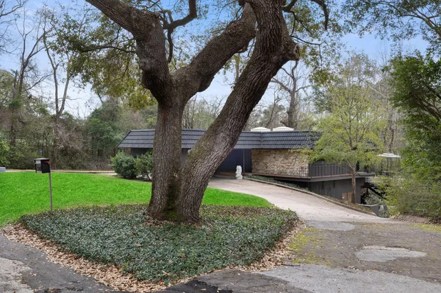 a view of a house with a tree and a park