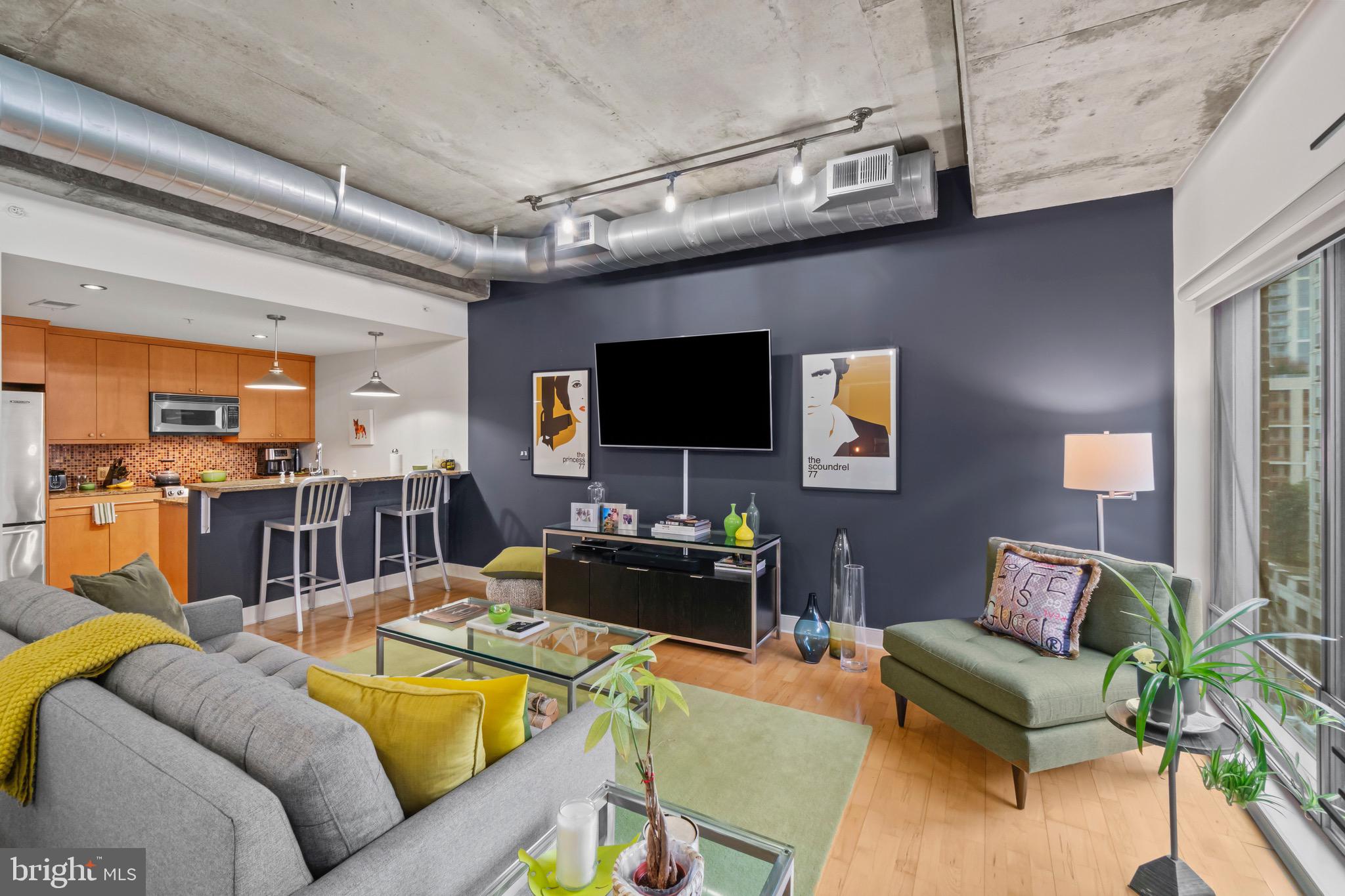 850 Aliceanna Street, Unit 604 Baltimore, MD 21202 - Photo 11 of 43 a living room with furniture and a flat screen tv