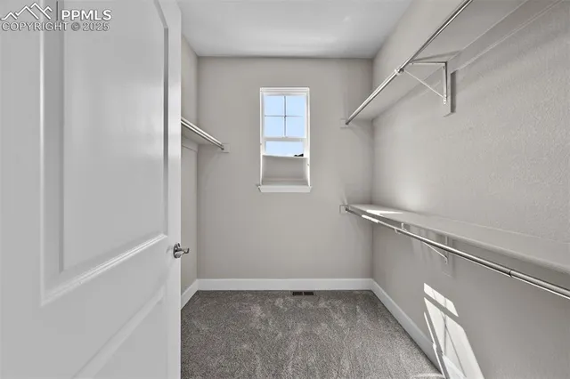 a view of an empty walk in closet