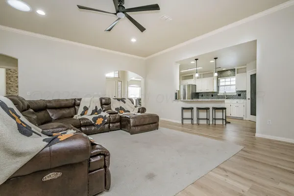 a living room with furniture