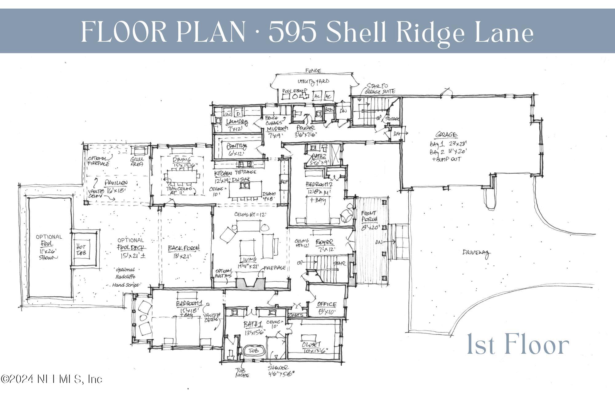 595 Shell Ridge Lane Ponte Vedra, FL 32081 - Photo 31 of 32 FLOOR PLAN - Lot 68 - GLH 1st Floor