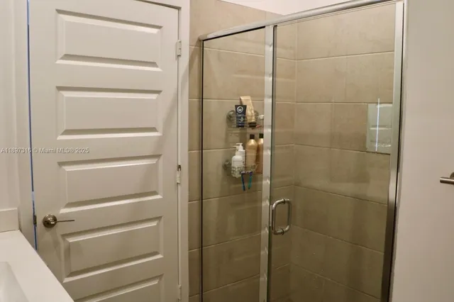 a bathroom with a shower