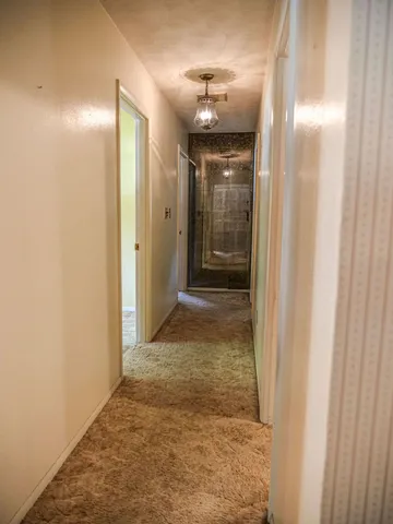 a view of hallway with shower