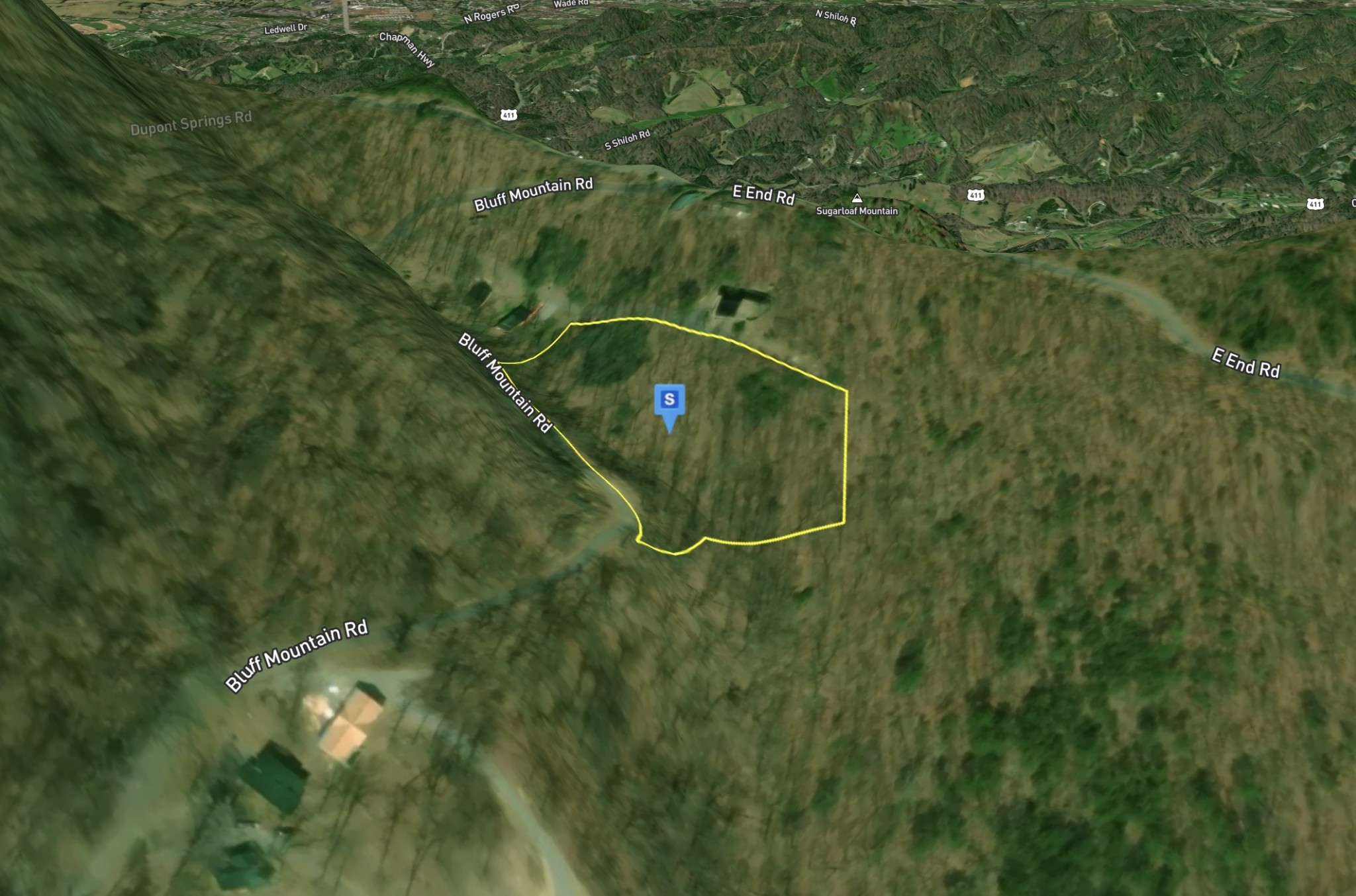 2588 Bluff Mountain Road Sevierville, TN 37876 - Photo 3 of 5 a backyard of a house with lots of green space and trees all around