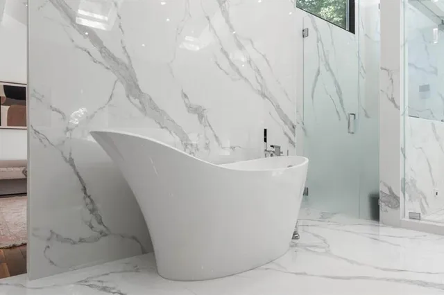 a white house with bathtub