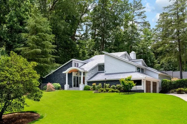 an aerial view of a house