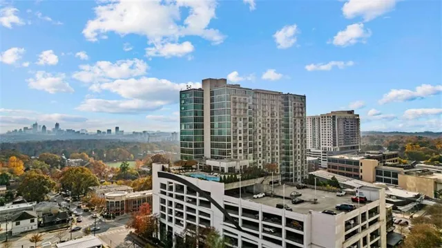 a view of a city with tall buildings