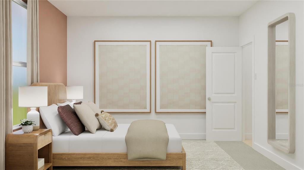 909 Tundra Loop Groveland, FL 34736 - Photo 14 of 25 a bedroom with a bed and a mirror