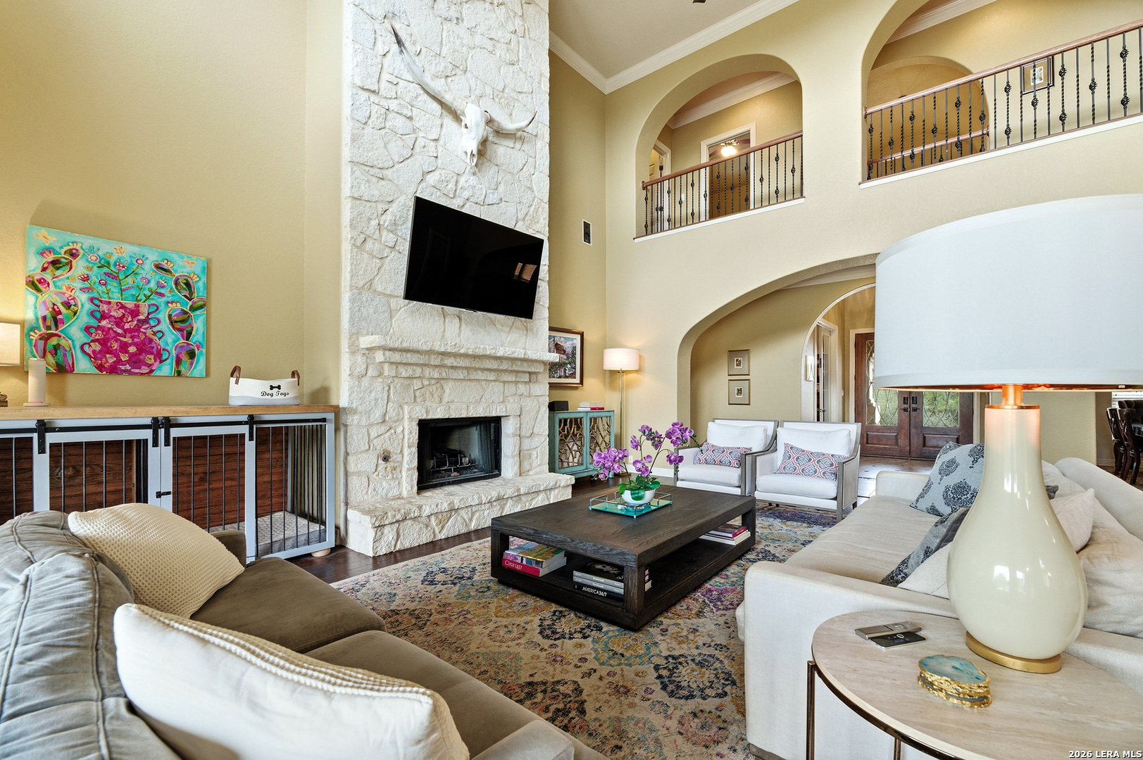 322 Santa Domingo Helotes, TX 78023 - Photo 15 of 47 a living room with furniture fireplace and flat screen tv
