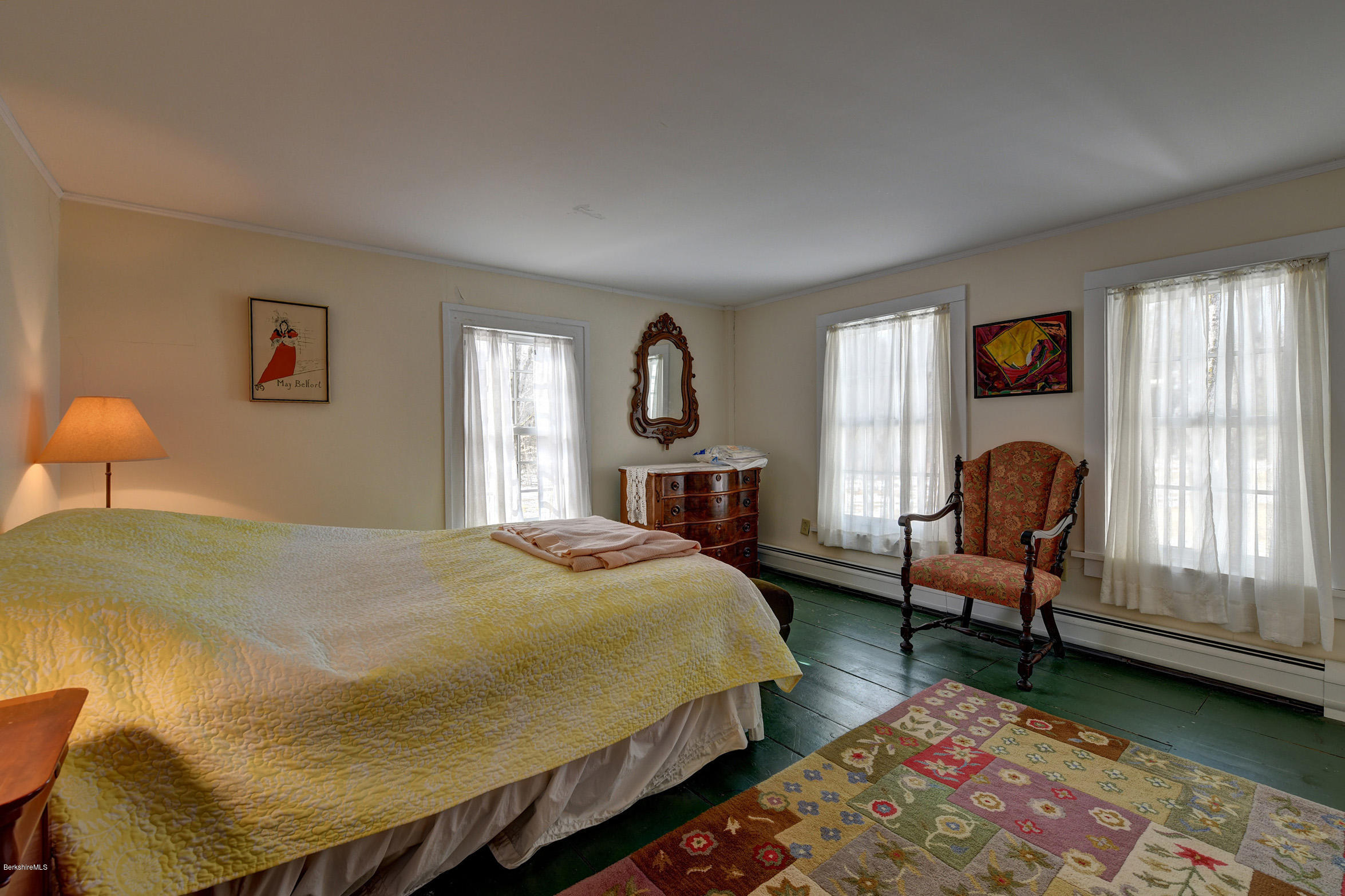 1377 Fred Snow Road Becket, MA 01223 - Photo 22 of 34 a bedroom with a bed chair and two windows