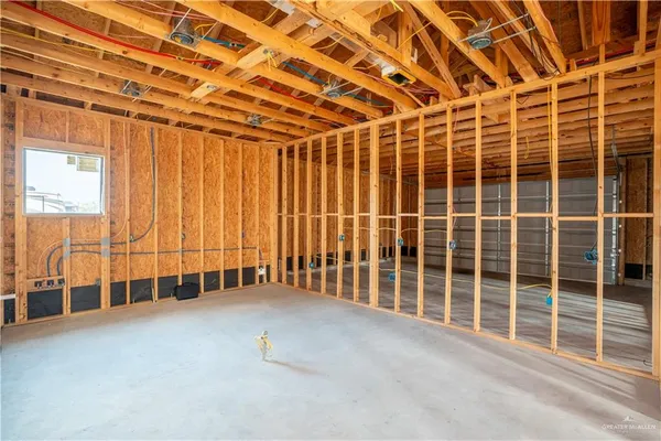 a view of a room with windows