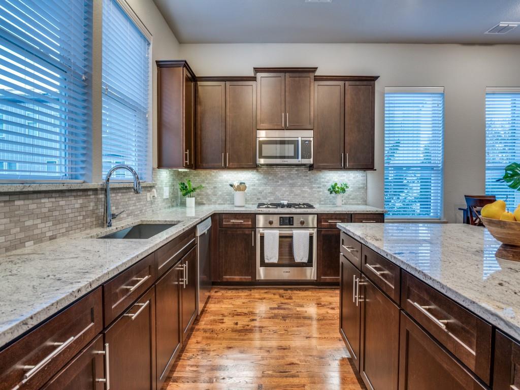 4211 Rawlins Street, Unit 97 Dallas, TX 75219 - Photo 11 of 24 a kitchen with stainless steel appliances granite countertop a sink stove and cabinets