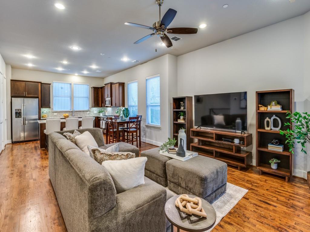 4211 Rawlins Street, Unit 97 Dallas, TX 75219 - Photo 8 of 24 a living room with furniture and a flat screen tv