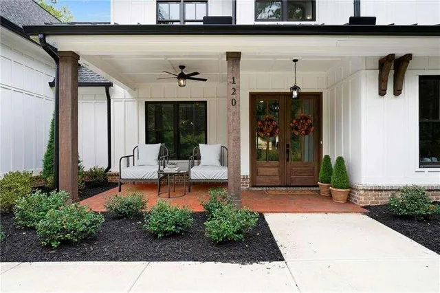 a view of a house with sitting area