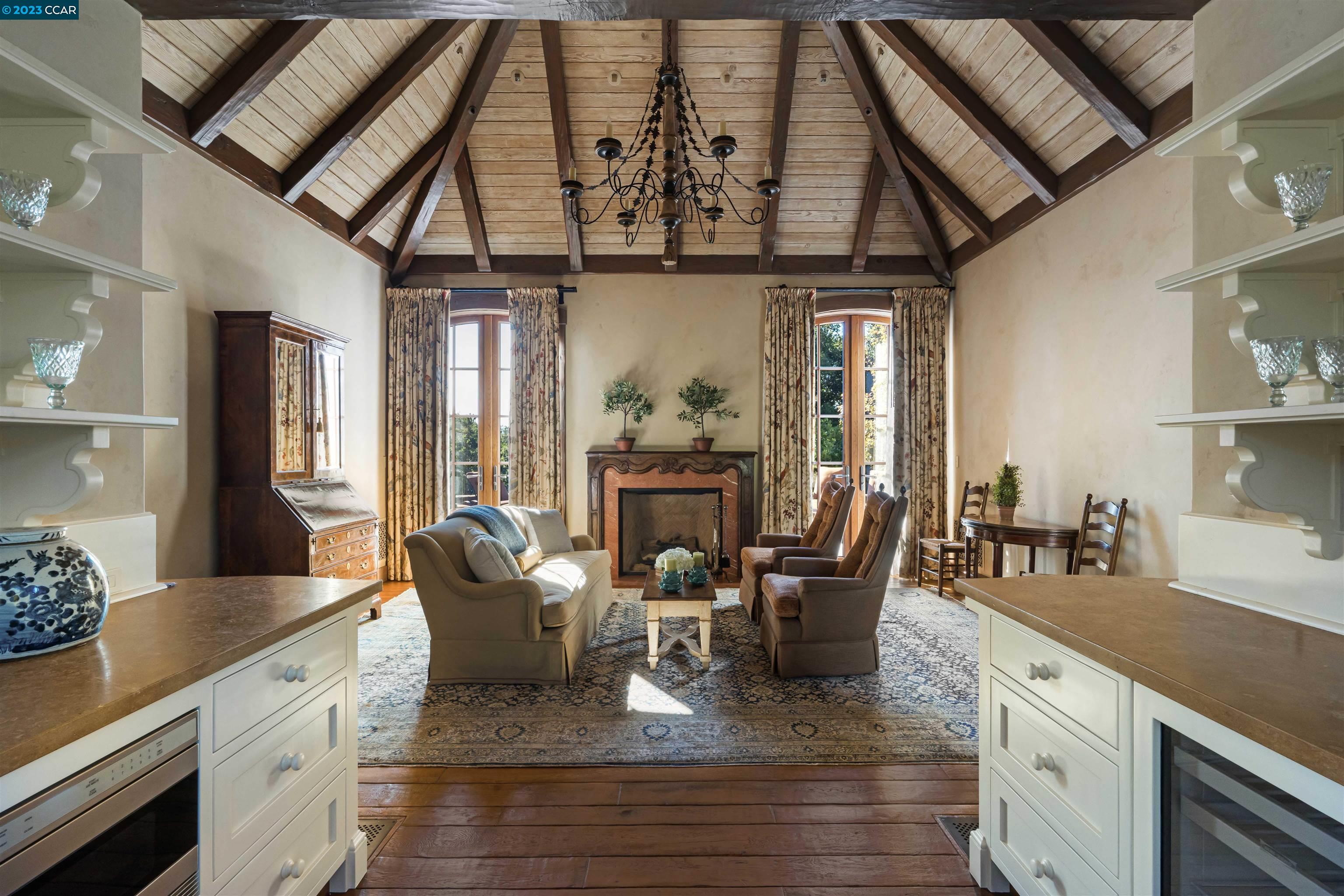 7 Country Oak Lane Alamo, CA 94507 - Photo 39 of 56 a view of a dining room with furniture a chandelier and wooden floor