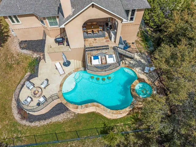 an aerial view of a house