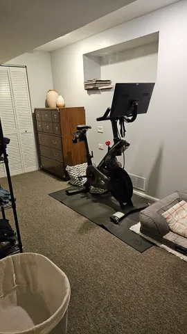 a room with gym equipment