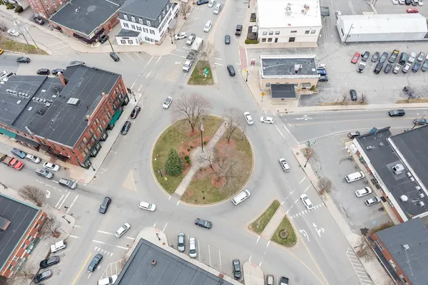 an aerial view of a house