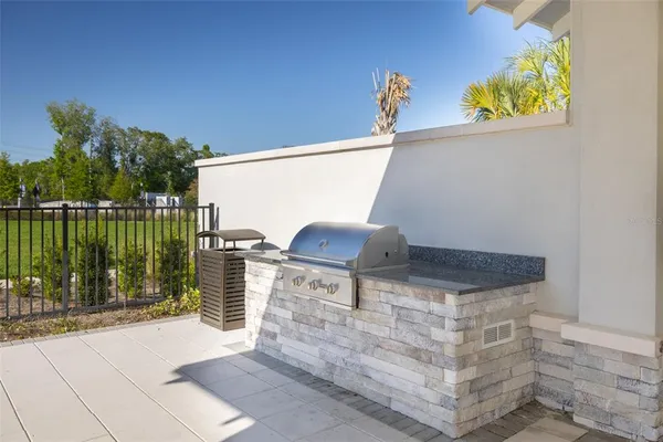 a view of balcony with furniture